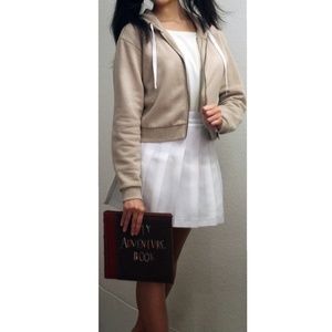 Small beige crop full zip hoodie